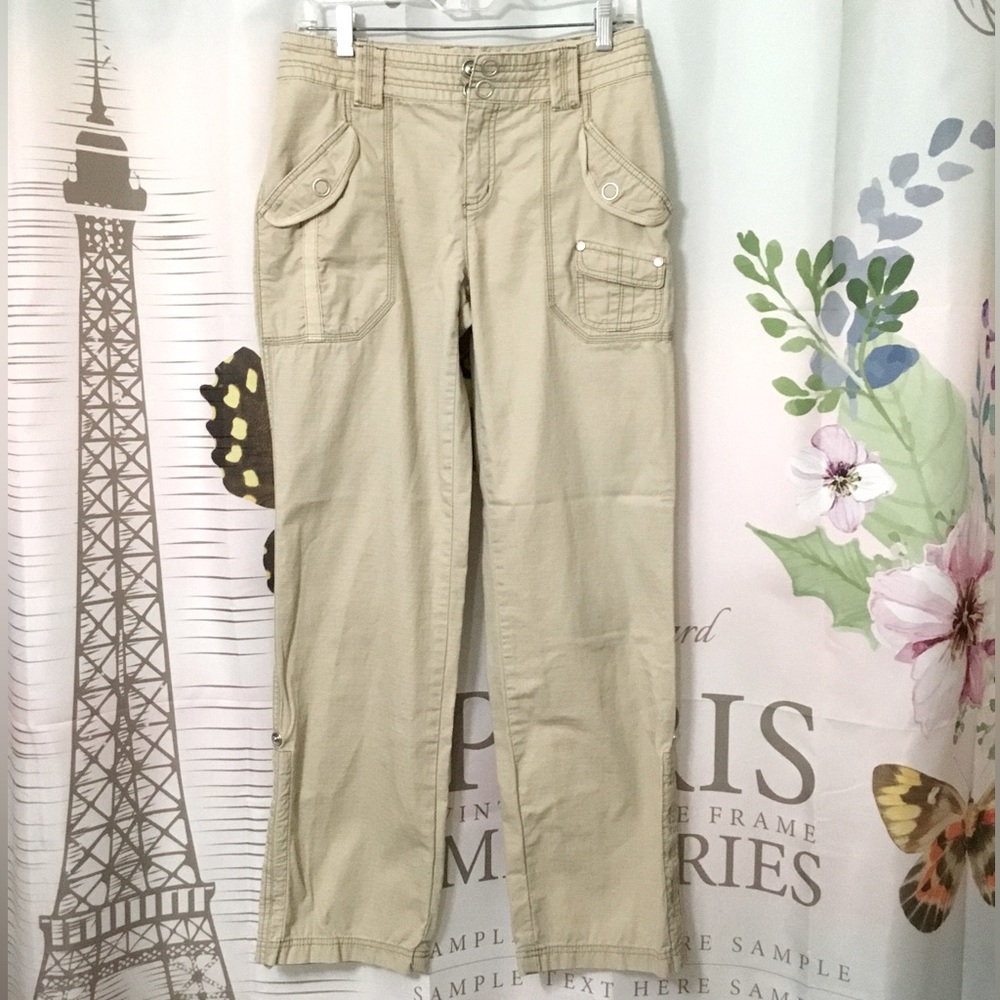 DKNY Women's Tan and Cream Trousers~Size 4